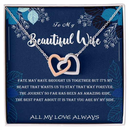 To My Beautiful Wife Necklace - Interlocking Hearts - ST 6.2