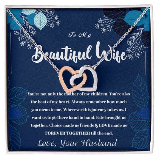 To My Wife Necklace - Interlocking Hearts - ST 6.0