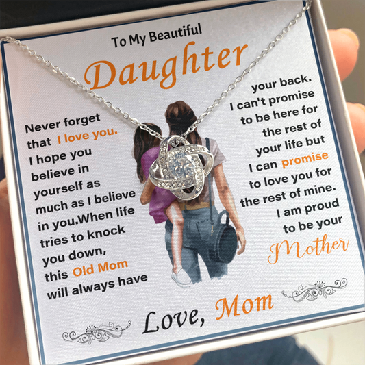 To My Beautiful Daughter Necklace from Mom - Love Knot - ST 9.1